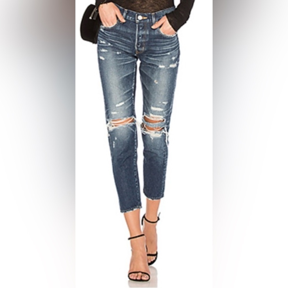Revolve Moussy Vintage Denver Tapered in Dark Blue Size 25 Distressed